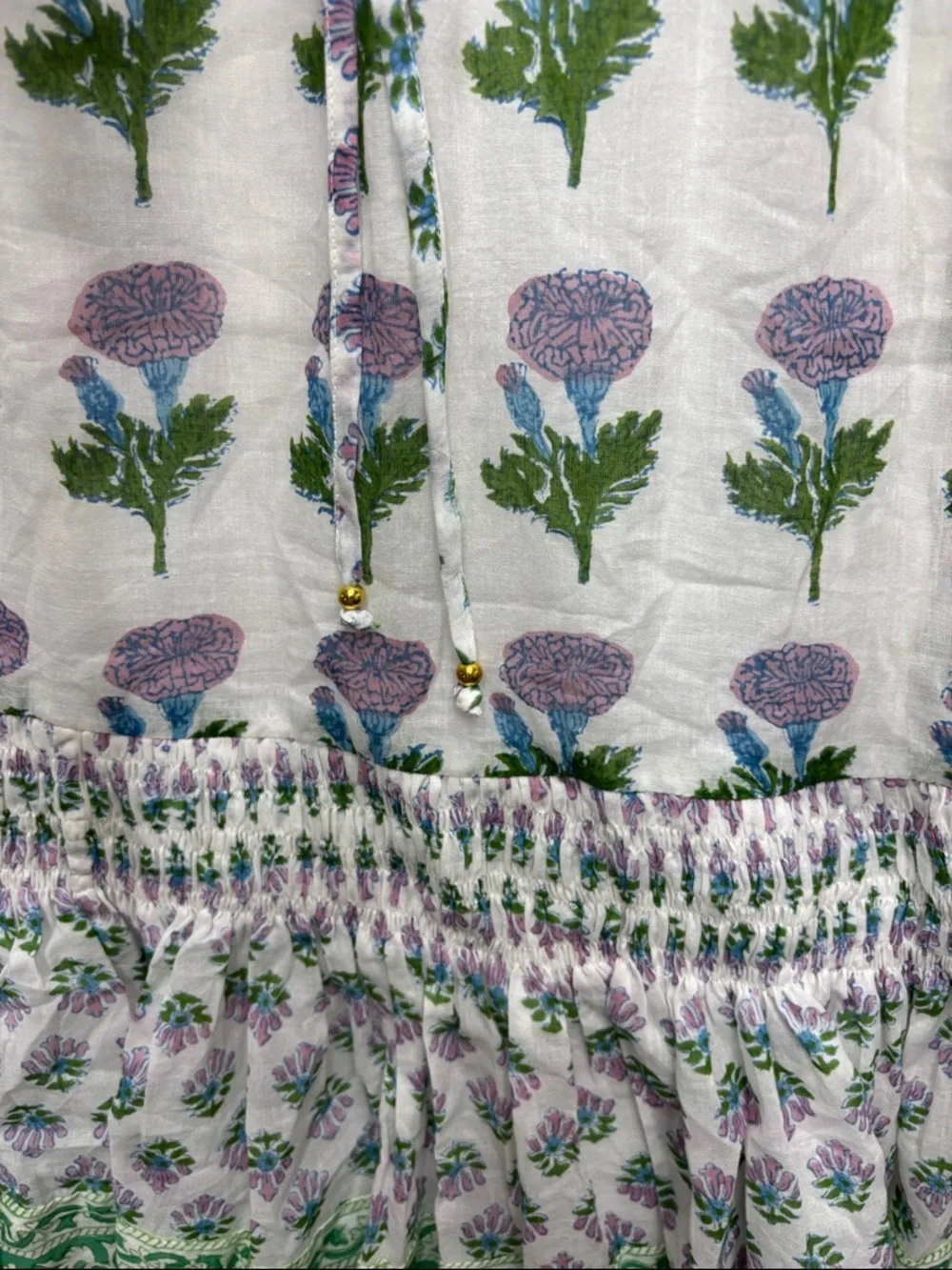Oliphant | Floral Midi Dress in White with Purple & Green Print XS - Picture 3 of 8